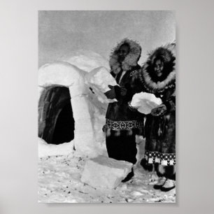 Vintage USA Alaska igloo builders Poster