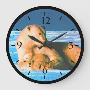 Vintage USA Alaska mother polar bear Large Clock