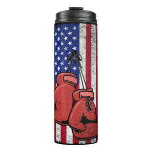 Vintage Usa American Flag 4th of July Boxing Thermal Tumbler