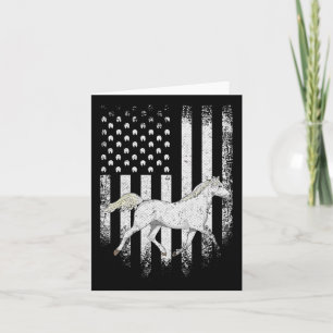 Vintage Usa American Flag Arabian Horse Horseback Card