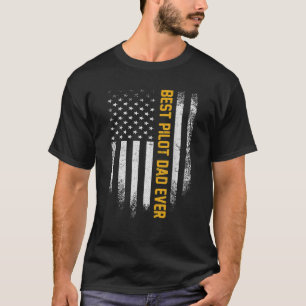 Vintage USA American Flag Best Airplane Pilot Dad  T-Shirt