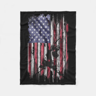 Vintage Usa American Flag Best Badminton Dad Ever  Fleece Blanket
