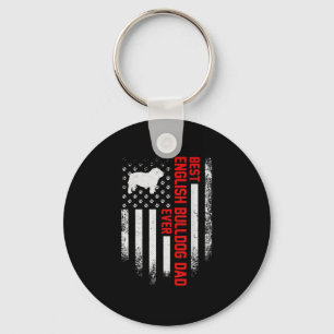 Vintage USA American Flag Best English Bulldog Keychain