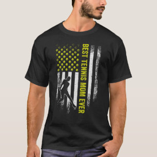 Vintage USA American Flag Best Tennis Mom Ever Sil T-Shirt