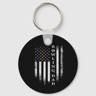 Vintage USA American Flag Bowling Dad Bowler Keychain