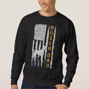 Vintage Usa American Flag Boxer Dog Dad Silhouette Sweatshirt