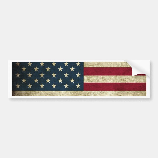 Vintage USA American Flag Bumper Sticker (Front)
