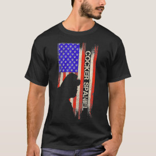 Vintage USA American Flag Cocker Spaniel Silhouett T-Shirt