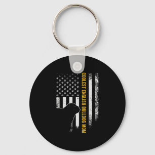 Vintage USA American Flag Coolest English Bulldog Keychain