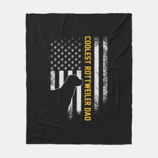 Vintage USA American Flag Coolest Rottweiler Dad Fleece Blanket