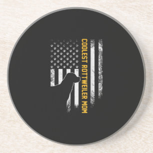 Vintage USA American Flag Coolest Rottweiler Mom Coaster