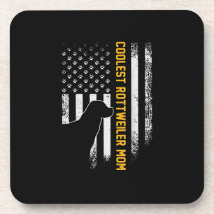 Vintage USA American Flag Coolest Rottweiler Mom Coaster