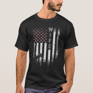 Vintage USA American Flag Curling Wife Curler Silh T-Shirt