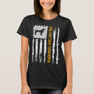 Vintage USA American Flag Dalmatian Grandpa Silhou T-Shirt