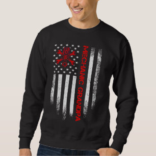Vintage Usa American Flag Diesel Mechanic Grandpa Sweatshirt