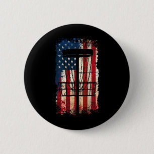 Vintage Usa American Flag Disc Golf Sket 4th Of Ju 2 Inch Round Button