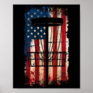 Vintage Usa American Flag Disc Golf Sket 4th Of Ju Poster