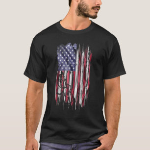 Vintage Usa American Flag Double Bass Player Silho T-Shirt