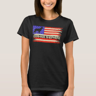 Vintage USA American Flag German Shepherd Silhouet T-Shirt