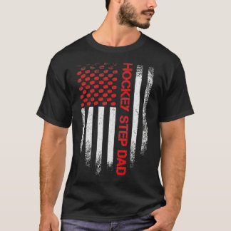 Vintage USA American Flag Hockey Step Dad Distress T-Shirt