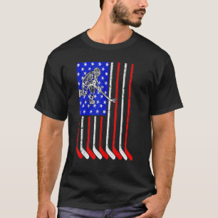 Vintage Usa American Flag Ice Hockey 4th Of July B T-Shirt