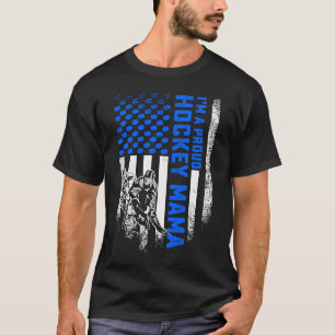 Vintage USA American Flag I'm A Proud Hockey Mama  T-Shirt