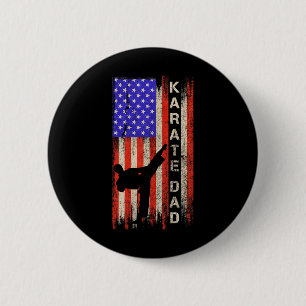 Vintage Usa American Flag Karate Dad Karateka Silh 2 Inch Round Button