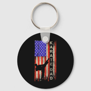 Vintage Usa American Flag Karate Dad Karateka Silh Keychain
