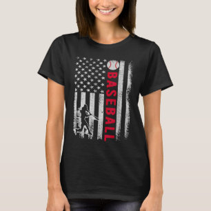 Vintage USA American Flag Pride Baseball Team Dad  T-Shirt