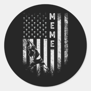 Vintage Usa American Flag Proud Badminton Meme Sil Classic Round Sticker