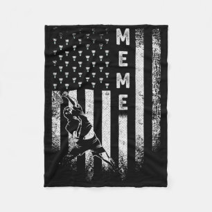 Vintage Usa American Flag Proud Badminton Meme Sil Fleece Blanket