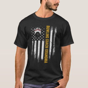 Vintage USA American Flag Proud Bowling Coach Gran T-Shirt