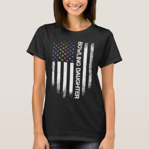 Vintage USA American Flag Proud Bowling Daughter B T-Shirt