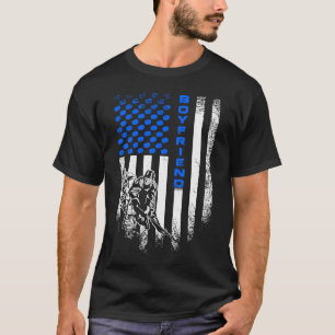 Vintage USA American Flag Proud Hockey Boyfriend S T-Shirt