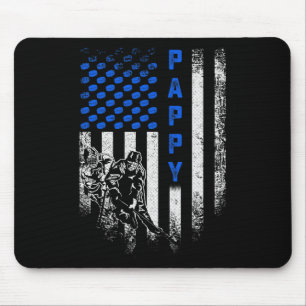 Vintage Usa American Flag Proud Hockey Pappy Silho Mouse Pad