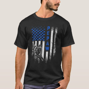 Vintage USA American Flag Proud Hockey Pepaw Silho T-Shirt