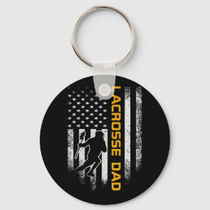 Vintage Usa American Flag Proud Lacrosse Dad Lax S Keychain