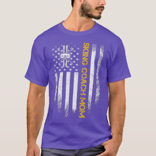 Vintage USA American Flag Proud Skiing Coach Mom T-Shirt