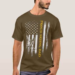 Vintage USA American Flag Proud Skiing Dad Funny T-Shirt