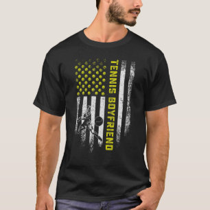 Vintage USA American Flag Proud Tennis Boyfriend S T-Shirt