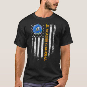 Vintage Usa American Flag Proud Us Seabee Veteran  T-Shirt