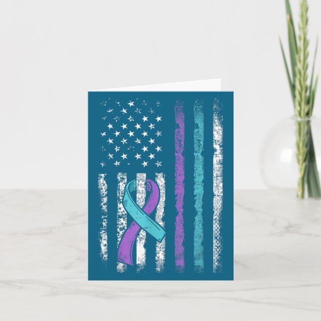 Vintage Usa American Flag Suicide Prevention Aware Card (Front)