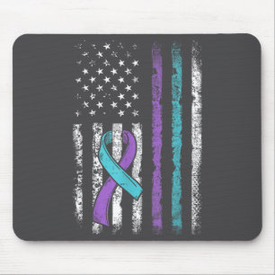 Vintage Usa American Flag Suicide Prevention Aware Mouse Pad