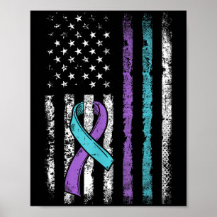 Vintage Usa American Flag Suicide Prevention Aware Poster