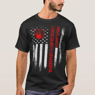 Vintage USA American Flag World s Okayest Locksmit T-Shirt