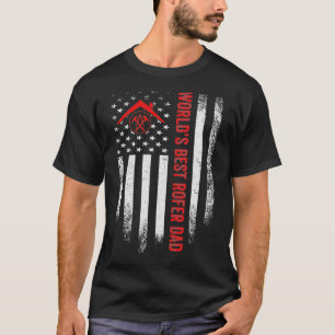 Vintage USA American Flag Worlds Best Roofer Dad F T-Shirt