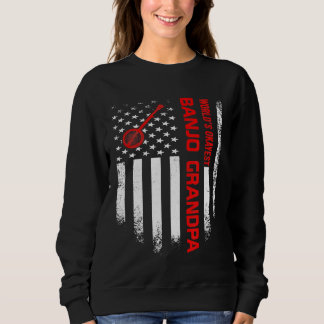 Vintage Usa American Flag Worlds Okayest Banjo Gra Sweatshirt