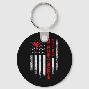 Vintage Usa American Flag World's Okayest Kickboxi Keychain