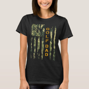 Vintage USA Camo Flag Proud Golf Dad Golfer Silhou T-Shirt