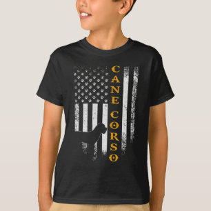 Vintage USA Cane Corso Dog Silhouette American Fla T-Shirt